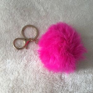 NWOT Large Hot Pink Pom Bag Charm